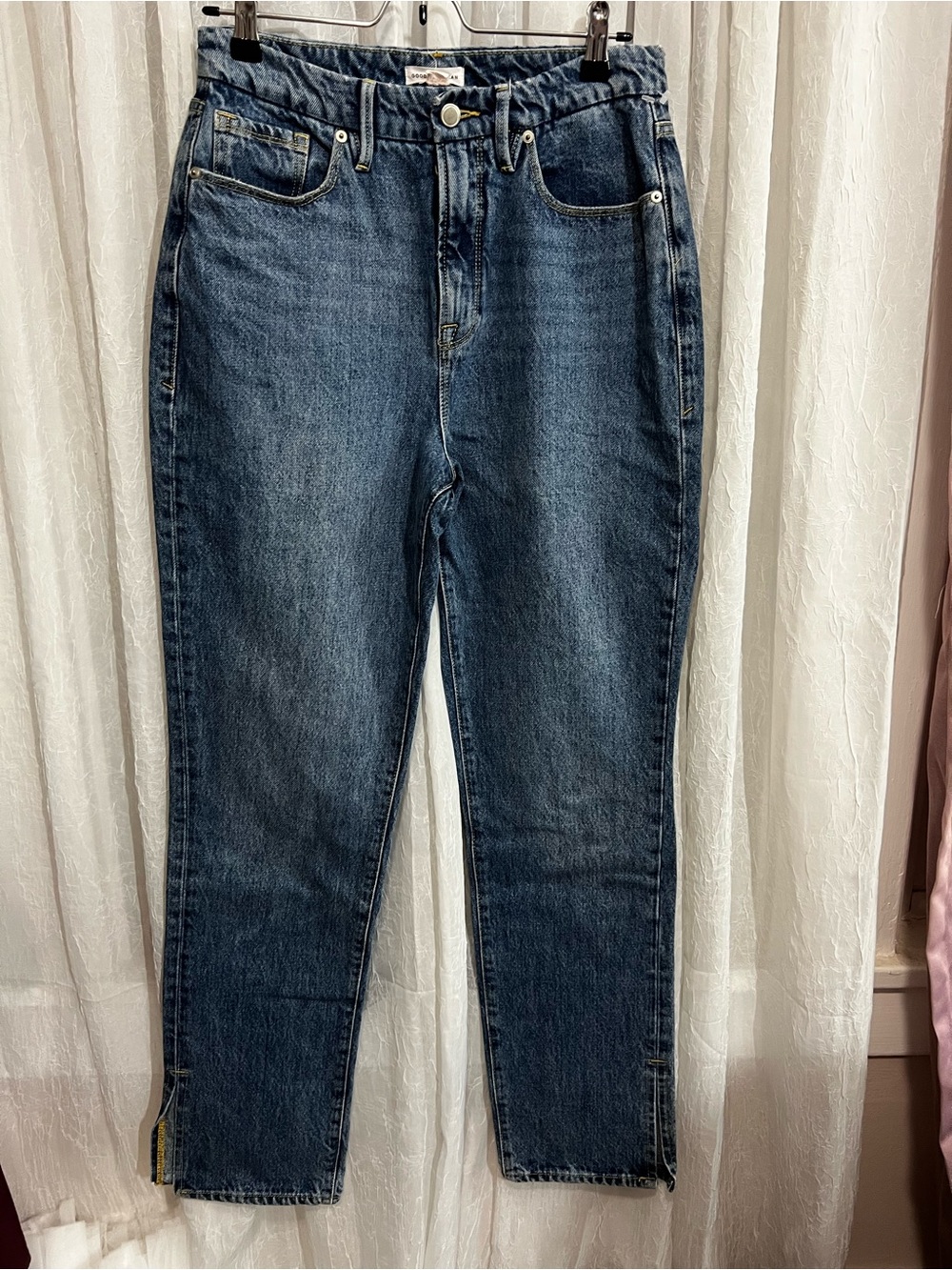 Good American Dark Blue High-Rise Tapered Jeans